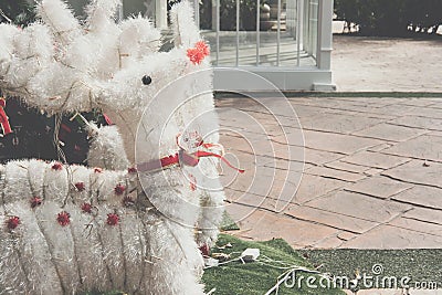 white christmas reindeer. xmas holiday celebration concept. Stock Photo