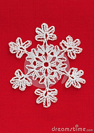 White Christmas Snowflake on Red Stock Photo