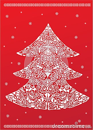 White christmas tree uniqe Vector Illustration