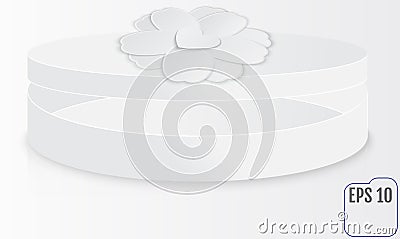 White Circle Cardboard Package Box. with wlower and heart. Illus Vector Illustration