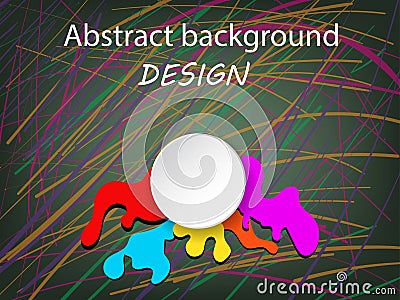 White circle and color splash with art creative Hand paint line Abstract background. illustration vector Vector Illustration