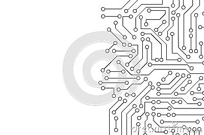 White circuit board pattern texture. High-tech background in dig Cartoon Illustration