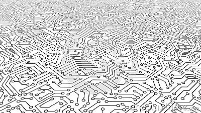 White circuit board pattern texture. High-tech background in dig Cartoon Illustration