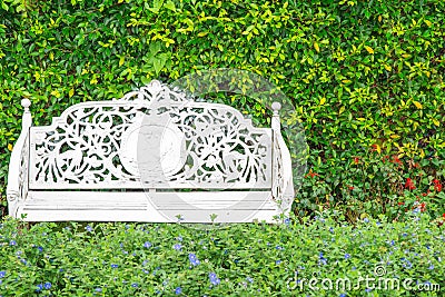 White classic chair in the garden Stock Photo