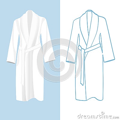 White classic cotton bathrobe, illustration Vector Illustration