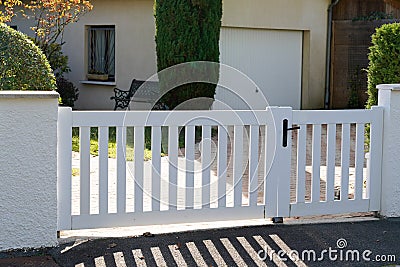 White classic portal home metal door aluminum gate of modern house Stock Photo