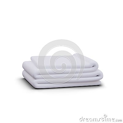 White clean folded bath towel, side view. Stack of realistic sheets Vector Illustration