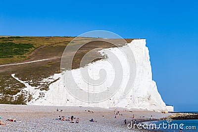 White cliffs of Dover background image. Beautiful sunny day on white cliffs of Dover in Great Britain. Editorial Stock Photo