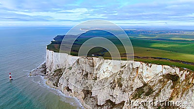 White cliffs at the English coast - aerial view Stock Photo