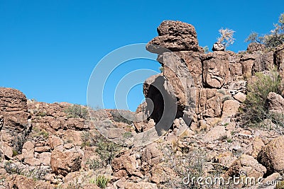 White Cliffs Wagon Trail, Arizona, precarious rock formations Stock Photo