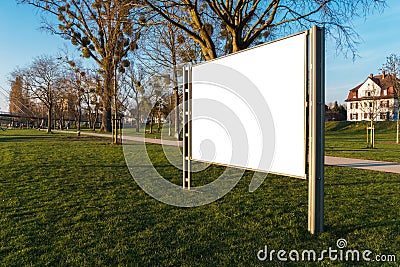 White clipped billboard in a park Stock Photo
