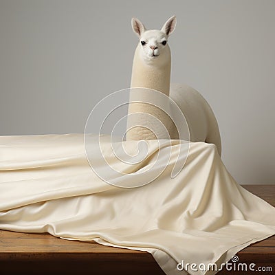 Minimalist Alpaca Table Decor With White Blanket Stock Photo