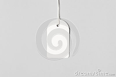 White clothing tag, gift tag mockup Stock Photo