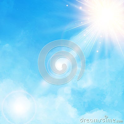 White cloud detail in blue sky with sunshine daylight ill Vector Illustration