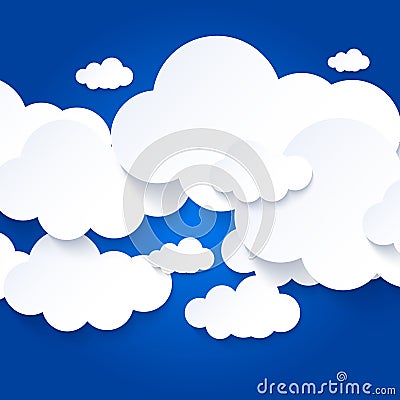 White clouds on blue sky background Vector Illustration