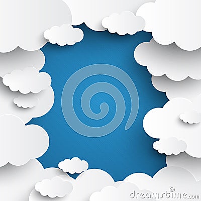 White vector clouds on blue sky background Vector Illustration