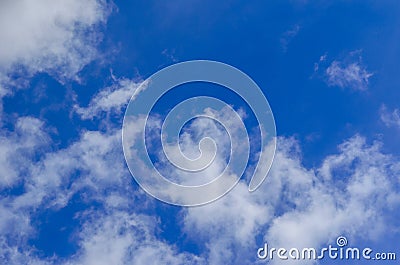 White clouds in deep blue sky Stock Photo