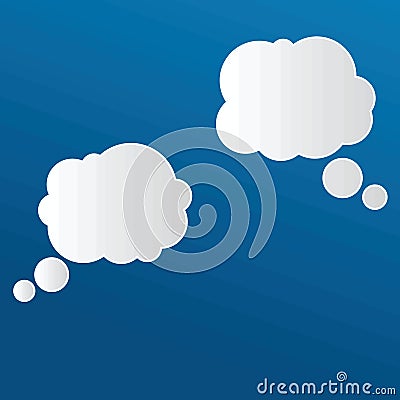 White clouds speak bubbles on blue background Vector Illustration