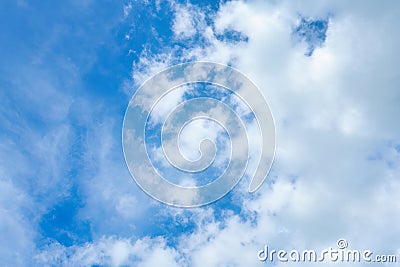 White cloudy forming on blue sky in sunny day Stock Photo