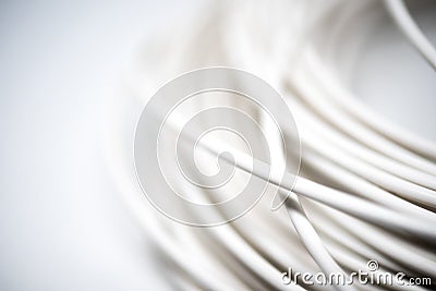 White coaxial cable on a white background Stock Photo