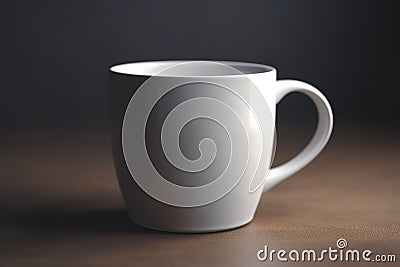 White coffee cup mockup on a table against a black background. 3d illustration Ai generative Cartoon Illustration