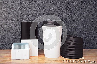 White coffee cup and other items Stock Photo