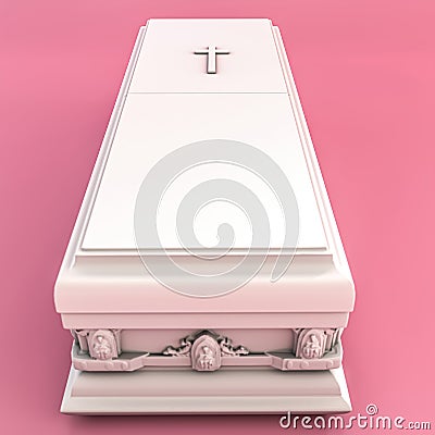 white coffins isolated on pink Cartoon Illustration