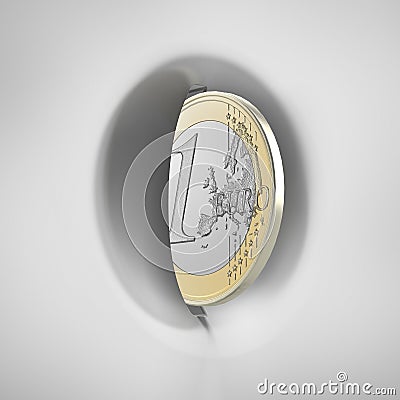 White coin slot panel with one euro Stock Photo