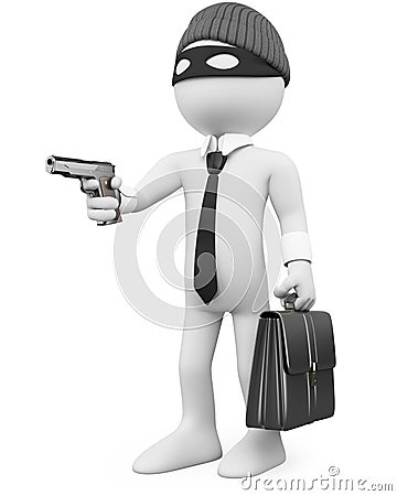 White-collar criminal with a gun Stock Photo