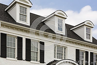 White colonial house with windows Stock Photo