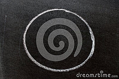 White color chalk hand drawing as circle shape on black board background Stock Photo