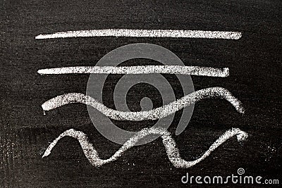 White color chalk hand drawing as line shape on black board Stock Photo