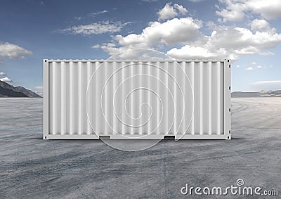 White color. container. 3D rendering.gray clouds. Stock Photo