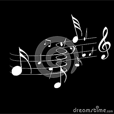 Music notes isolated in black color background Stock Photo