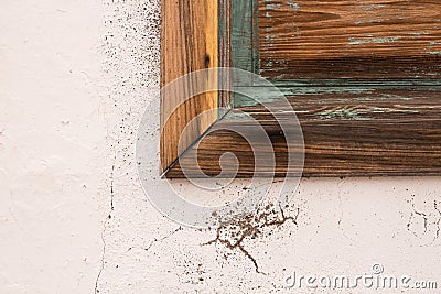 Detail of a corner of a wooden window Stock Photo