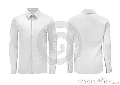 White color formal shirt with button down collar isolated on white Stock Photo