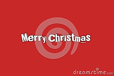 White Color Merry Christmas Text Letter Stylish Font With Red Ba Stock Photo