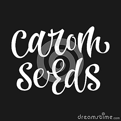 White colored hand drawn spice label - Carom seeds. Vector Illustration