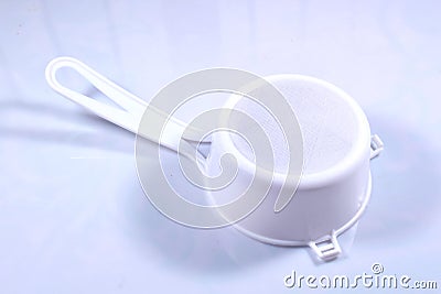 A white colour plastic tea and coffee filter. Stock Photo