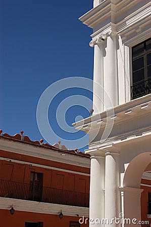 White Columns on a Building Stock Photo