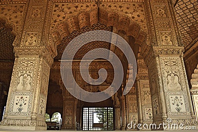 White columns of Khas Mahal palace in Delhi city Stock Photo