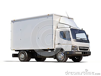 White commercial delivery truck Stock Photo