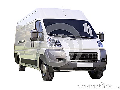 White commercial delivery van Stock Photo