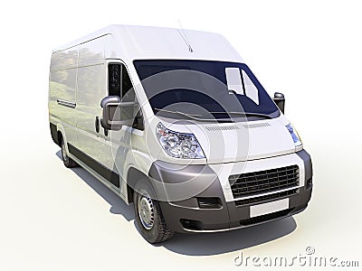 White commercial delivery van Stock Photo