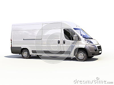 White commercial delivery van Stock Photo