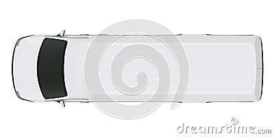 White Commercial Van Top View Isolated on White 3d Illustration Stock Photo