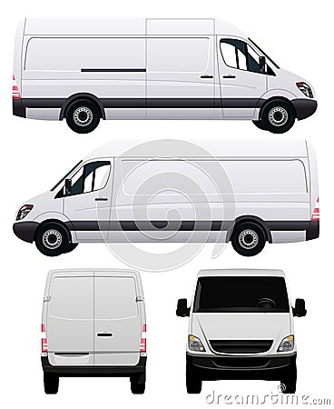 White Commercial Van Vector Illustration