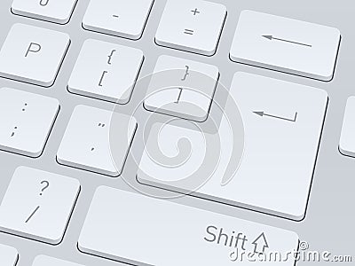 White computer keyboard. Close up image. Vector illustration background. Vector Illustration