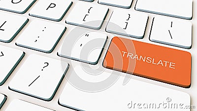 White computer keyboard and orange translate key. Conceptual 3D rendering Stock Photo
