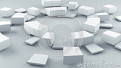 White concentric random lines 3D render Stock Photo